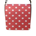 Polka Dots - White on Coral Pink Flap Closure Messenger Bag (L)