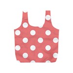 Polka Dots - White on Coral Pink Full Print Recycle Bag (S)