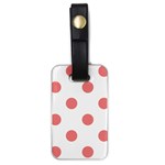 Polka Dots - Coral Pink on White Luggage Tag (One Side)