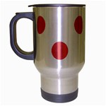 Polka Dots - Coral Pink on White Travel Mug (Silver Gray)