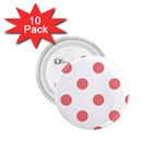 Polka Dots - Coral Pink on White 1.75  Button (10 pack)