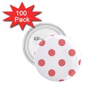 Polka Dots - Coral Pink on White 1.75  Button (100 pack)