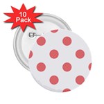 Polka Dots - Coral Pink on White 2.25  Button (10 pack)