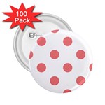 Polka Dots - Coral Pink on White 2.25  Button (100 pack)