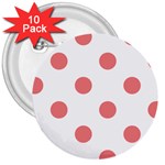 Polka Dots - Coral Pink on White 3  Button (10 pack)