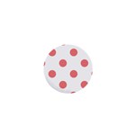 Polka Dots - Coral Pink on White 1  Mini Magnet