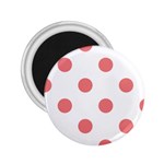 Polka Dots - Coral Pink on White 2.25  Magnet