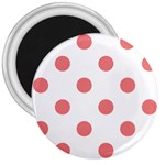 Polka Dots - Coral Pink on White 3  Magnet