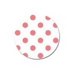 Polka Dots - Coral Pink on White Magnet 3  (Round)