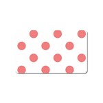 Polka Dots - Coral Pink on White Magnet (Name Card)