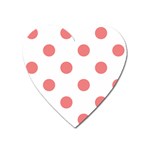 Polka Dots - Coral Pink on White Magnet (Heart)