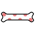 Polka Dots - Coral Pink on White Magnet (Dog Bone)