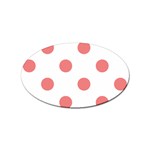 Polka Dots - Coral Pink on White Sticker (Oval)