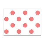 Polka Dots - Coral Pink on White Sticker A4 (10 pack)