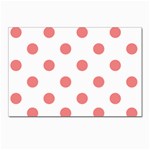 Polka Dots - Coral Pink on White Postcards 5  x 7  (Pkg of 10)