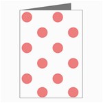 Polka Dots - Coral Pink on White Greeting Card