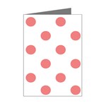 Polka Dots - Coral Pink on White Mini Greeting Card