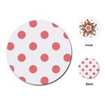 Polka Dots - Coral Pink on White Playing Cards (Round)