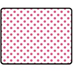 Polka Dots - Dark Pink on White Double Sided Fleece Blanket (Medium) (Two Sides)