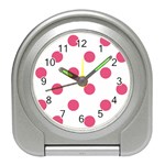 Polka Dots - Dark Pink on White Desk Alarm Clock