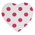 Polka Dots - Dark Pink on White Ornament (Heart)