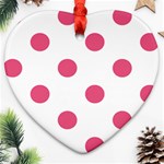 Polka Dots - Dark Pink on White Heart Ornament (Two Sides)