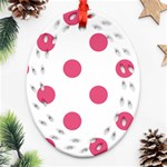 Polka Dots - Dark Pink on White Ornament (Bell) Ornament (Oval Filigree)