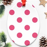 Polka Dots - Dark Pink on White Ornament (Oval)