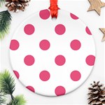 Polka Dots - Dark Pink on White Ornament (Round)