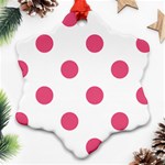 Polka Dots - Dark Pink on White Ornament (Snowflake)