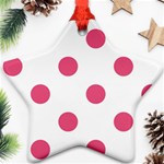 Polka Dots - Dark Pink on White Ornament (Star)