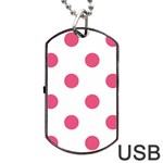 Polka Dots - Dark Pink on White Dog Tag USB Flash (One Side)