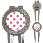 Polka Dots - Dark Pink on White 3-in-1 Golf Divot