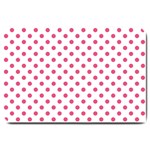 Polka Dots - Dark Pink on White Large Doormat