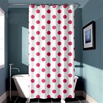 Polka Dots - Dark Pink on White Shower Curtain 36  x 72  (Stall)