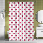 Polka Dots - Dark Pink on White Shower Curtain 48  x 72  (Small)