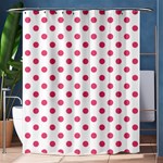 Polka Dots - Dark Pink on White Shower Curtain 60  x 72  (Medium)