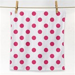 Polka Dots - Dark Pink on White Face Towel