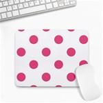 Polka Dots - Dark Pink on White Small Mousepad