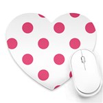 Polka Dots - Dark Pink on White Heart Mousepad