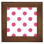 Polka Dots - Dark Pink on White Framed Tile