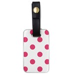 Polka Dots - Dark Pink on White Luggage Tag (One Side)