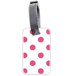 Polka Dots - Dark Pink on White Luggage Tag (Two Sides)