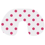 Polka Dots - Dark Pink on White Travel Neck Pillow