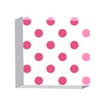 Polka Dots - Dark Pink on White 4 x 4  Acrylic Photo Block