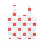 Polka Dots - Pastel Red on White Full Print Recycle Bag (M)