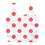 Polka Dots - Pastel Red on White Full Print Recycle Bag (L)