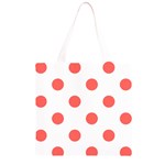 Polka Dots - Pastel Red on White Grocery Light Tote Bag