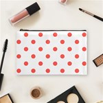 Polka Dots - Pastel Red on White Cosmetic Bag (M)