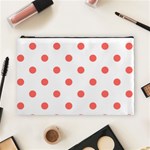 Polka Dots - Pastel Red on White Cosmetic Bag (L)